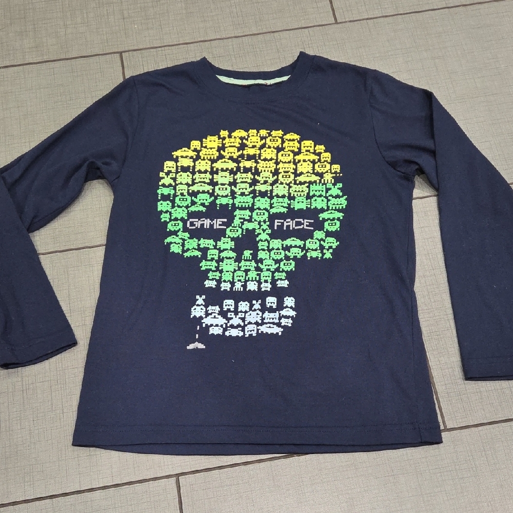 Navy Blue Kids Shirt with Game Face Design